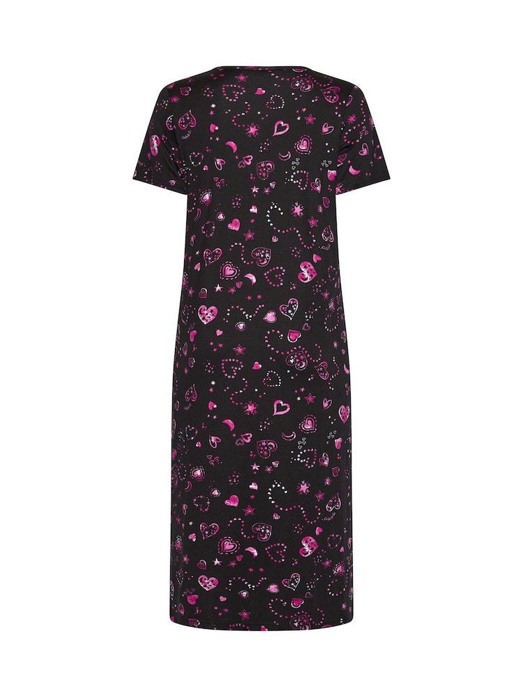Yours Curve Blue Heart Soft Touch Placket Midaxi Nightdress - Image 6 of 6 Yours Curve Blue Heart Soft Touch Placket Midaxi Nightdress - Image 6 of 6