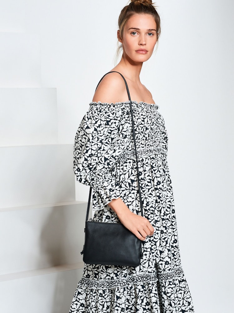 Black Small Leather Cross-Body Bag - Image 1 of 6