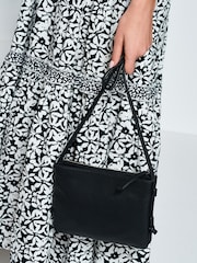 Black Small Leather Cross-Body Bag - Image 2 of 6