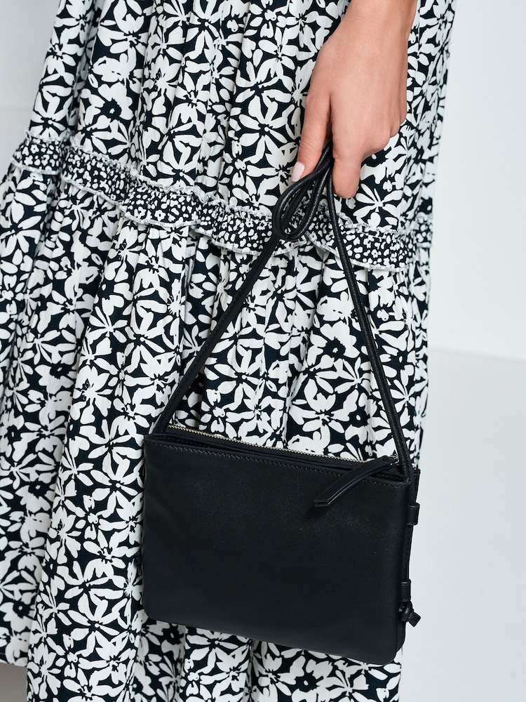 Black Small Leather Cross-Body Bag - Image 2 of 6