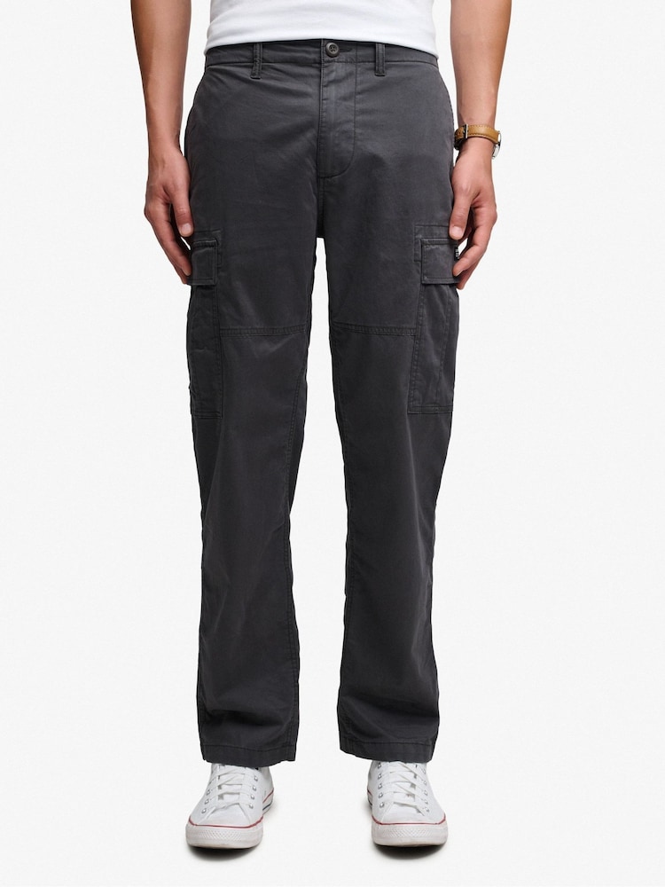 Superdry Black Regular Tapered Cargo Trousers - Image 1 of 6 Superdry Black Regular Tapered Cargo Trousers - Image 1 of 6