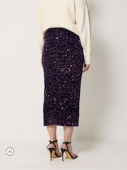 M&Co Black Sequin Velvet Maxi Skirt - Image 3 of 6