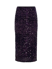M&Co Black Sequin Velvet Maxi Skirt - Image 5 of 6