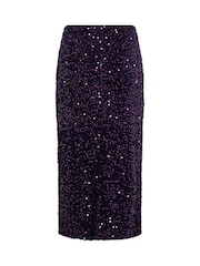 M&Co Black Sequin Velvet Maxi Skirt - Image 6 of 6