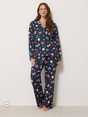 M&Co Red Christmas Soft Touch Pyjamas Set - Image 2 of 6