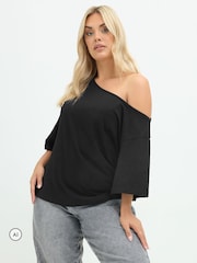 Svart - Yours Curve Limited T-skjorte med bare skuldre - Bilde 1 av 6