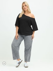 Svart - Yours Curve Limited T-skjorte med bare skuldre - Bilde 2 av 6