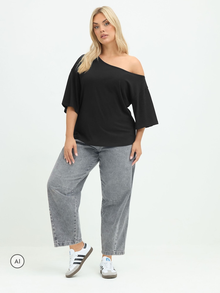 Svart - Yours Curve Limited T-skjorte med bare skuldre - Bilde 2 av 6