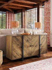 Dark Bronx Chevron Oak Effect Large Sideboard - Image 1 of 10
