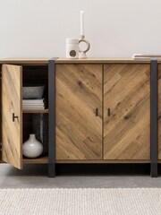Dark Bronx Chevron Oak Effect Large Sideboard - Image 10 of 10