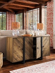 Dark Bronx Chevron Oak Effect Large Sideboard - Image 2 of 10