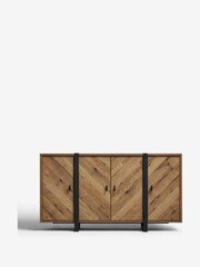 Dark Bronx Chevron Oak Effect Large Sideboard - Image 3 of 10