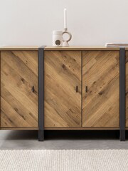 Dark Bronx Chevron Oak Effect Large Sideboard - Image 9 of 10