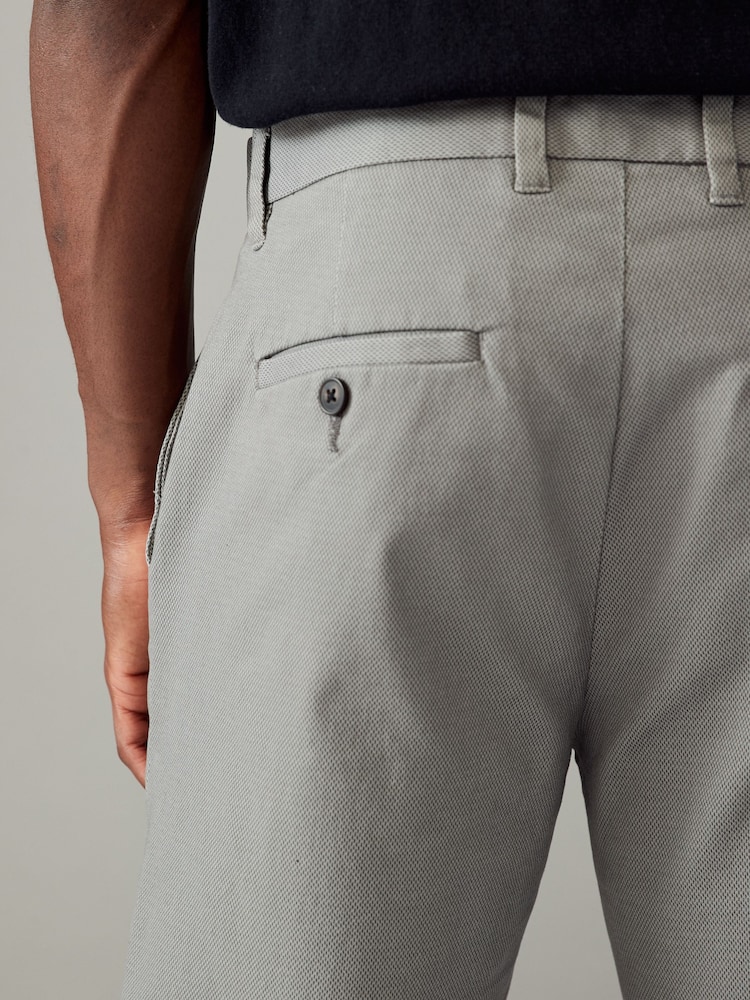 Grey Straight Fit Stretch Printed Soft Touch Chino Trousers - Image 6 of 10