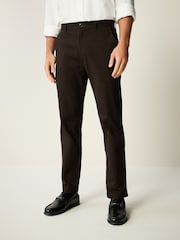 Brown Straight Fit Stretch Printed Soft Touch Chino Trousers - Image 1 of 9