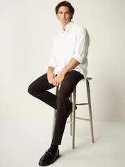 Brown Straight Fit Stretch Printed Soft Touch Chino Trousers - Image 2 of 9