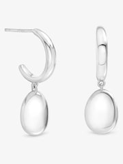 Inicio Silver Tone Pebble Charm Earrings - Gift Pouch - Image 2 of 2