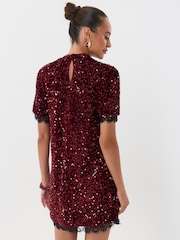 أحمر - Threadbare High Neck Sequin Mini Dress - صورة 2 من 5