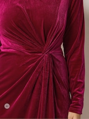 M&Co Pink Velvet Side Twist Dress - Image 4 of 6