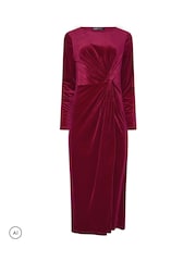 M&Co Pink Velvet Side Twist Dress - Image 5 of 6