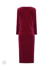 M&Co Pink Velvet Side Twist Dress - Image 6 of 6