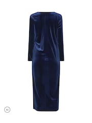 M&Co Blue Velvet Side Twist Dress - Image 6 of 6