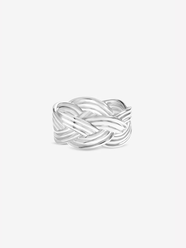 Inicio Silver Chunky Textured Plaited Ring - Gift Pouch - Image 2 of 2 Inicio Silver Chunky Textured Plaited Ring - Gift Pouch - Image 2 of 2