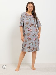 Yours Curve Grey Highland Cow Soft Touch Nightdress - Image 1 of 5