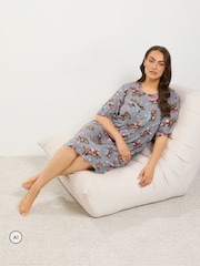 Yours Curve Grey Highland Cow Soft Touch Nightdress - Image 2 of 5