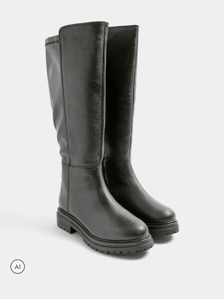 Evans Leather Knee High Boots In Extra-Wide EEE Fit - صورة 1 من 4 Evans Leather Knee High Boots In Extra-Wide EEE Fit - صورة 1 من 4