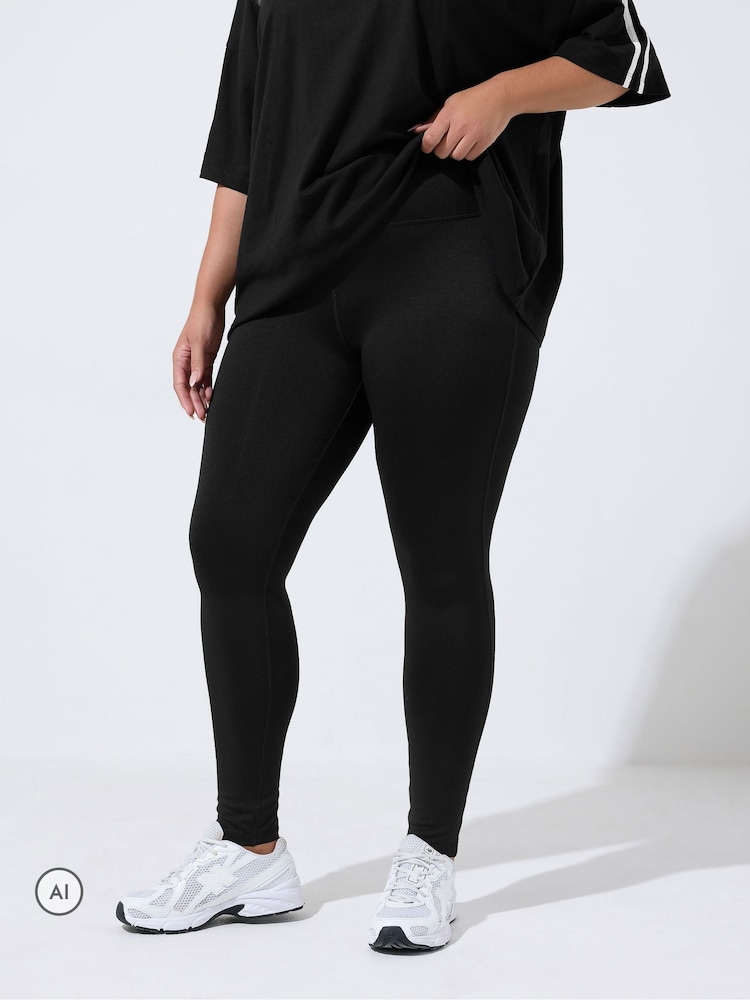 Yours Curve Black Active Leggings - Image 1 of 7 Yours Curve Black Active Leggings - Image 1 of 7