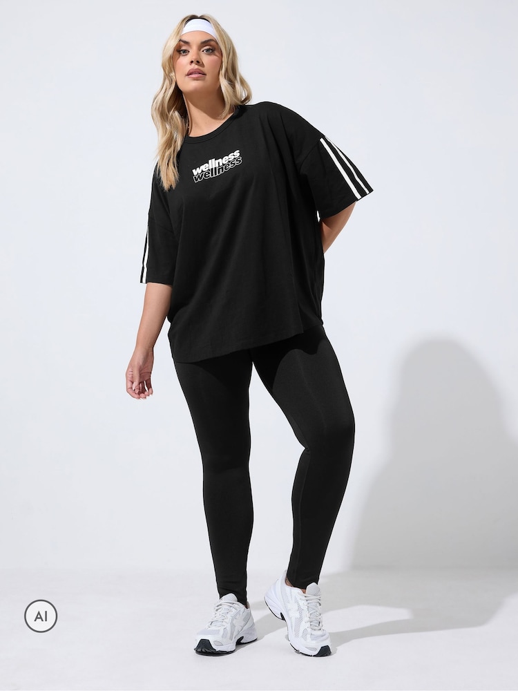 Yours Curve Black Active Leggings - Image 2 of 7 Yours Curve Black Active Leggings - Image 2 of 7