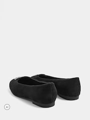 Long Tall Sally Black Hammered Detail Ballerina Pumps In Standard Fit - Image 4 of 5