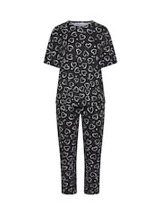Yours Curve Grey Heart Print Wide Leg Pyjamas Set - Image 5 of 6