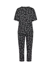 Yours Curve Grey Heart Print Wide Leg Pyjamas Set - Image 6 of 6