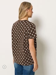 Long Tall Sally Brown Polka Dot Cotton Oversized T-Shirt - Image 3 of 6