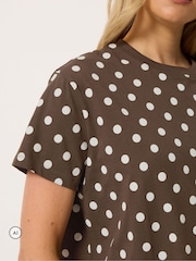 Long Tall Sally Brown Polka Dot Cotton Oversized T-Shirt - Image 4 of 6