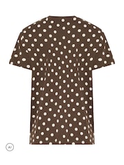 Long Tall Sally Brown Polka Dot Cotton Oversized T-Shirt - Image 6 of 6