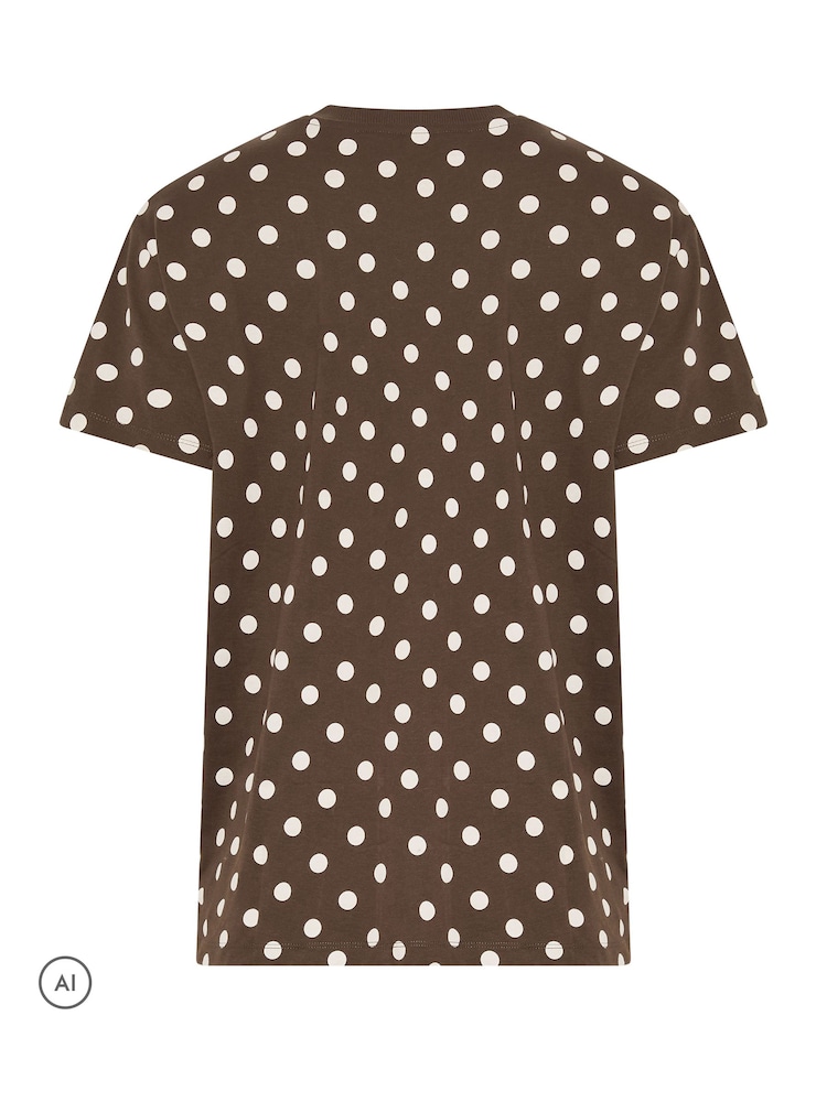 Long Tall Sally Brown Polka Dot Cotton Oversized T-Shirt - Image 6 of 6 Long Tall Sally Brown Polka Dot Cotton Oversized T-Shirt - Image 6 of 6