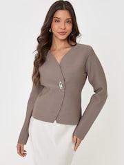 Threadbare Brown Gold Button V-Neck Cardigan - Image 1 of 5