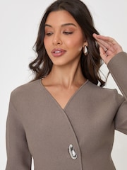 Threadbare Brown Gold Button V-Neck Cardigan - Image 4 of 5