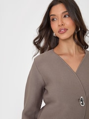 Threadbare Brown Gold Button V-Neck Cardigan - Image 5 of 5