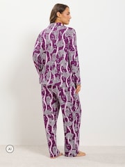 Yours Curve Red Leopard Graphic Soft Touch Pyjamas Set - Image 3 of 5