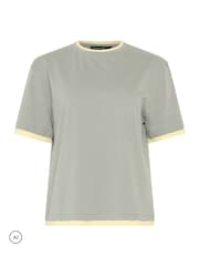 PixieGirl Petite Grey Contrast Short Sleeve Cotton T-Shirt - Image 5 of 6