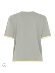 PixieGirl Petite Grey Contrast Short Sleeve Cotton T-Shirt - Image 6 of 6