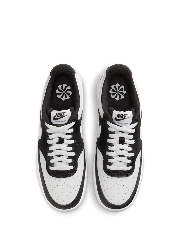 Nike Black/White Court Vision Low Trainers - Image 6 of 12