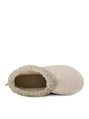 Totes Cream Isotoner Ladies Cable Boot Slippers - Image 4 of 5