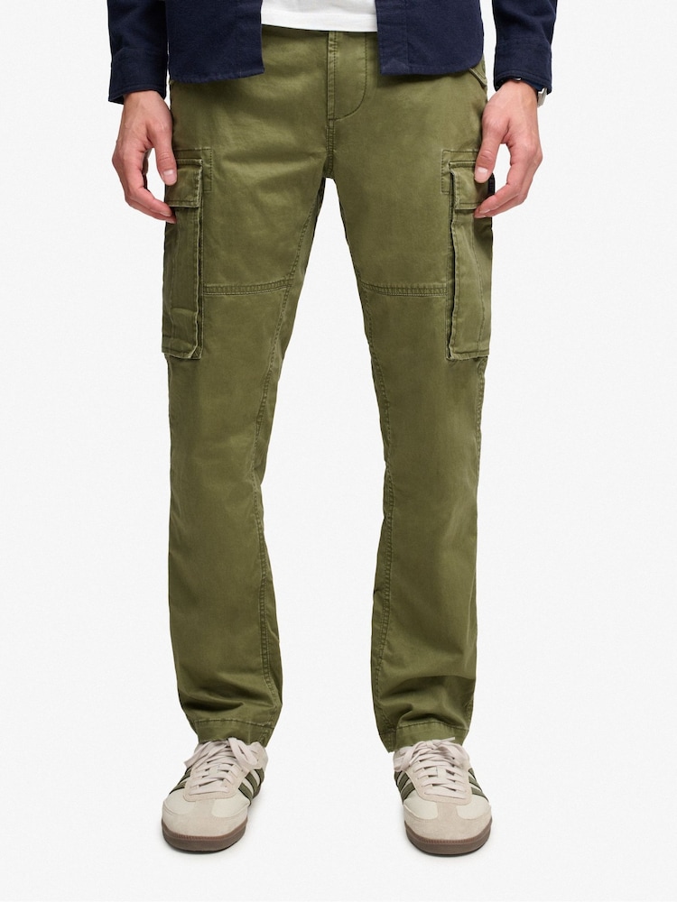Superdry Green Slim Taper Cargo Trousers - Image 1 of 5 Superdry Green Slim Taper Cargo Trousers - Image 1 of 5
