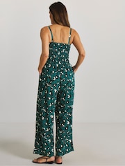 JD Williams Animal Leopard Print Shirred Bandeau Jumpsuit - Image 2 of 4