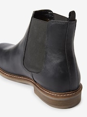 Black Waxy Finish Leather Chelsea Boots - Image 3 of 4